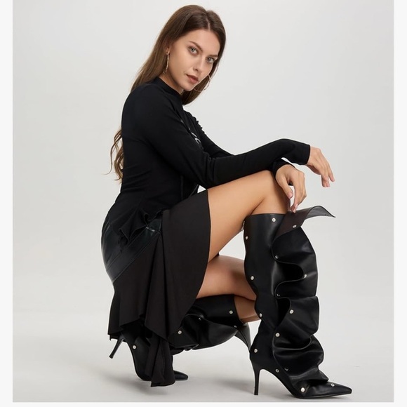 Knee High Studded Boots for Women - Picture 3 of 13